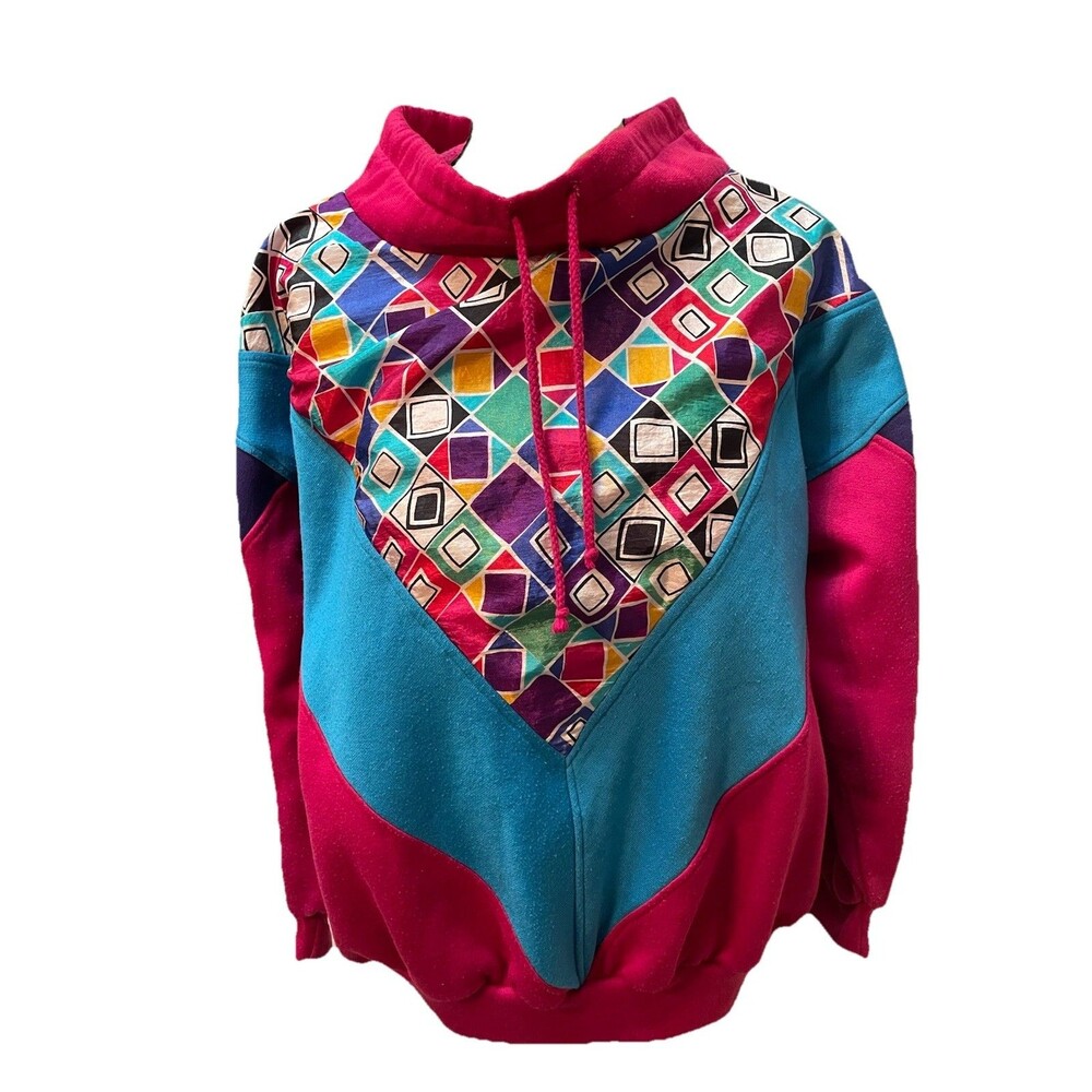 VTG 80s 90s Geometric 20W Plus Size Retro Colorblock Athleisure Maximalism Pink